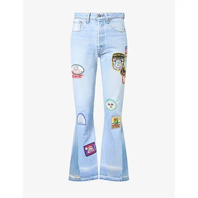 Better With Age Mens  Proper Dressage Patches Denim Jeans In Blue