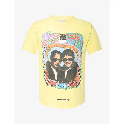 Better With Age Mens  Reali Vintage Graphic Cotton T-shirt In Yellow