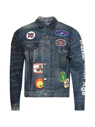 Better With Age Patch Denim Jacket In Blue