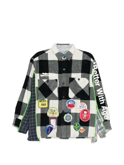 Better With Age Patch-embellished Checked Shirt In Black