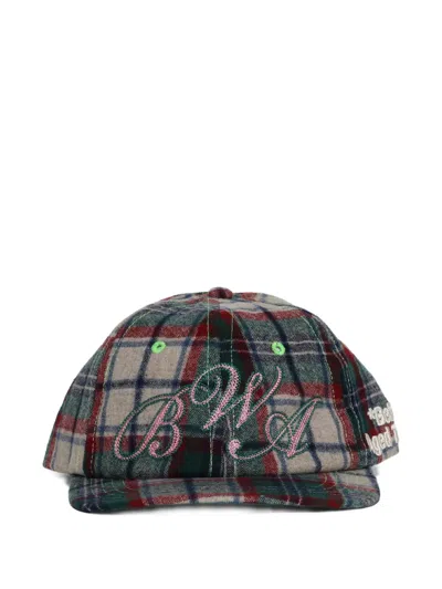 Better With Age Plaid Logo-embroidered Cap In Black