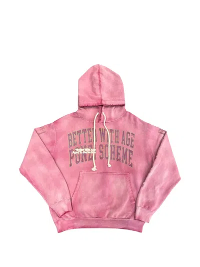 Better With Age Ponzi Graphic-print Drawstring Hoodie In Pink