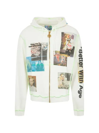 Better With Age Ricky Waffle-knit Hoodie In White