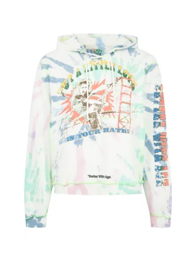 Better With Age Tie-dye Graphic-print Hoodie In White