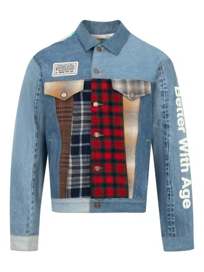 Better With Age X Pendleton Albany Mixed Denim Jacket In Blue