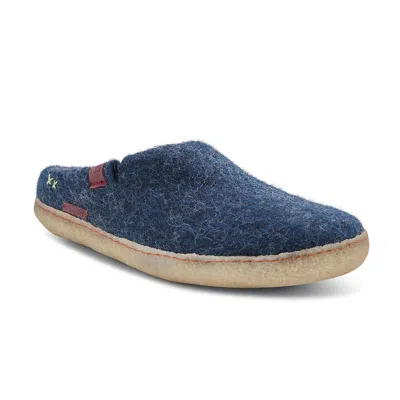 Betterfelt Blue Women's Classic Slipper - Navy With Natural Crepe Rubber Sole