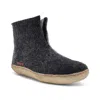 Betterfelt Women's High Boot - Black With Natural Crepe Rubber Sole In Black