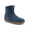 Betterfelt Women's High Boot - Navy Blue With Suede Sole In Blue