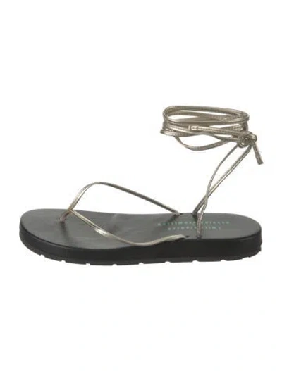 Pre-owned Bettina Vermillon Leather Sandals In Silver
