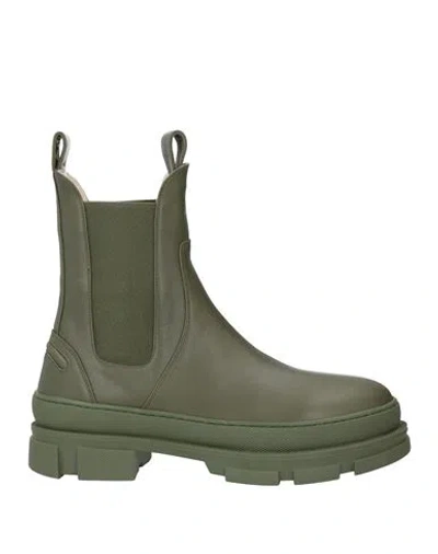 Bettina Vermillon Woman Ankle Boots Military Green Size 7 Leather