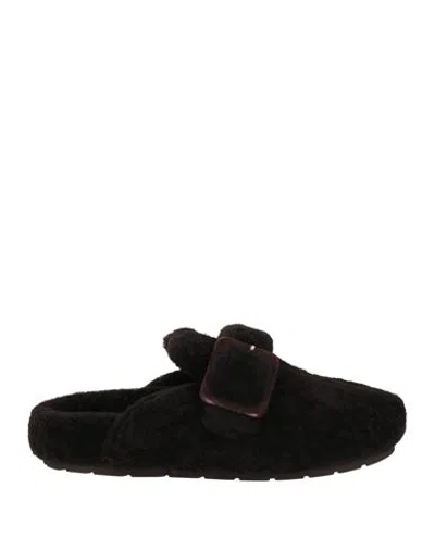 Bettina Vermillon Woman Mules & Clogs Dark Brown Size 11 Shearling In Black