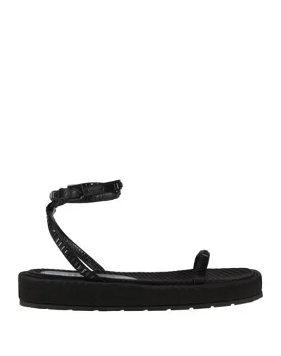 Bettina Vermillon Woman Sandals Black Size 11 Textile Fibers