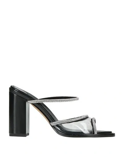 Bettina Vermillon Woman Sandals Black Size 7.5 Synthetic Fibers