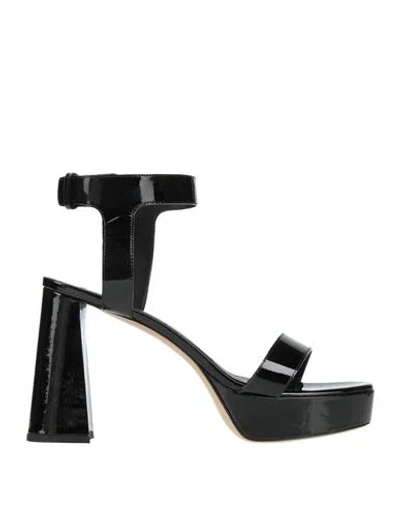Bettina Vermillon Woman Sandals Black Size 9 Leather
