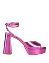 Bettina Vermillon Woman Sandals Fuchsia Size 8 Textile Fibers In Pink