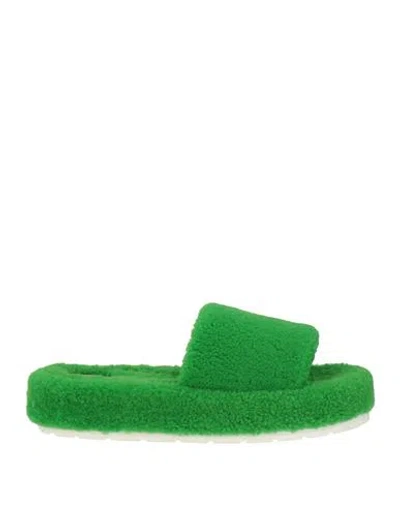 Bettina Vermillon Woman Sandals Green Size 10 Shearling