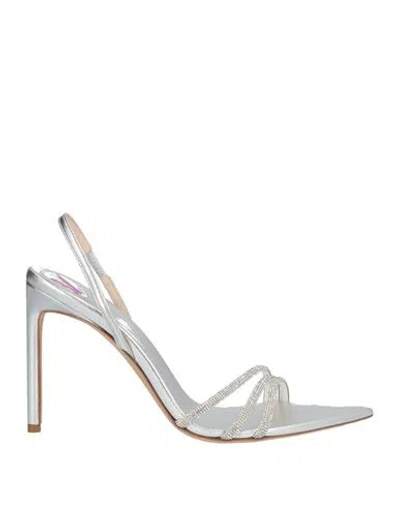 Bettina Vermillon Woman Sandals Silver Size 11 Synthetic Material