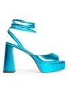 Bettina Vermillon Women's Janet Metallic Faux Leather Platform Sandals In Aqua