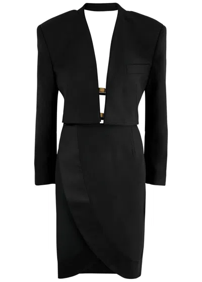 Bettter Agnelli Open-back Wool Dress In Black