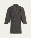 Bettter Andes Oversized Wool Coat With Removable Scarf In Grey