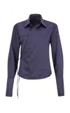 Bettter Astor Wrap-front Satin Shirt In Blue