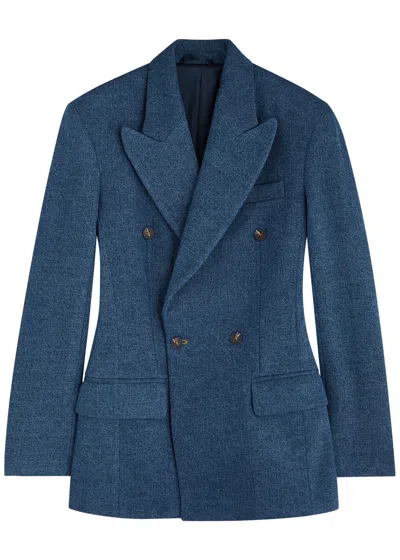 Bettter Atlas Double-breasted Denim Blazer In Navy