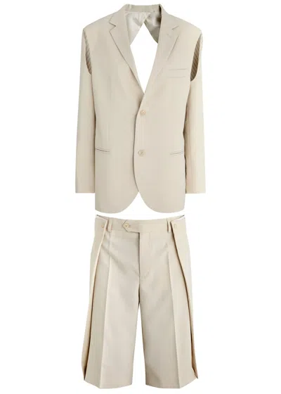Bettter Bibi Cut-out Wool-blend Suit In Off White