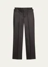 Bettter Double Waistband Straight Leg Wool Trousers In Black