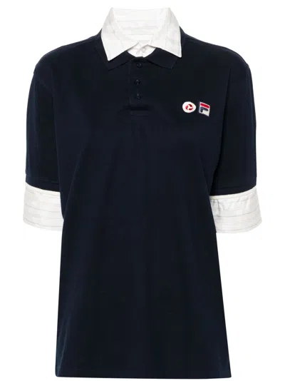 Bettter Logo-embroidered Layered Polo Shirt In Blue