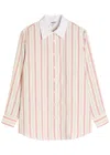 Bettter Linden Poplin-trimmed Striped Silk And Linen-blend Shirt In White
