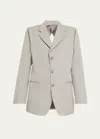 Bettter Open Back Wool Blazer In Grey
