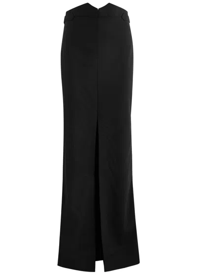 Bettter Paley Reversible Wool-blend Maxi Skirt In Black