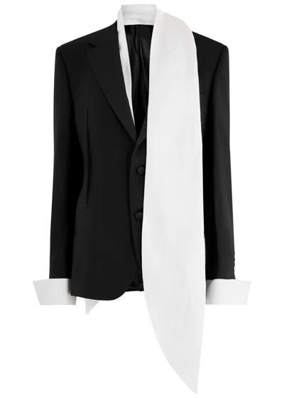 Bettter Truman Scarf-effect Wool-blend Blazer In Black