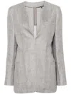 Bettter X Zegna Collarless V-neck Blazer - Women's - Alpaca Wool/wool/silk/cotton In Grey