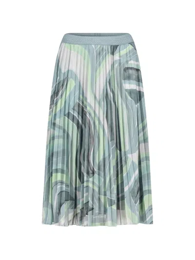 Betty Barclay Abstract-print Pleated Skirt In Blue