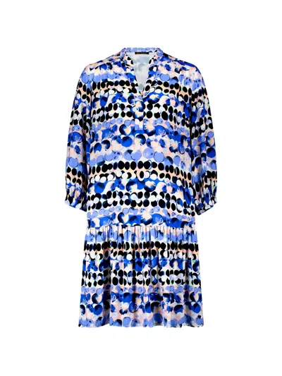 Betty Barclay Abstract-print Tiered Dress In Blue