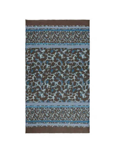 Betty Barclay Animal-print Striped-border Scarf In Multi