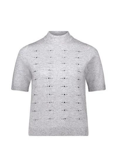 Betty Barclay Beaded Short-sleeve T-shirt In Gray