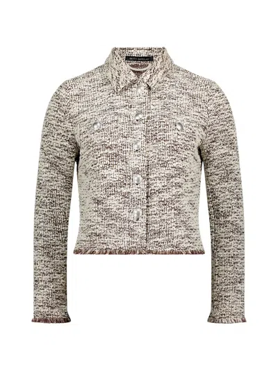 Betty Barclay Bouclé Frayed Jacket In Brown