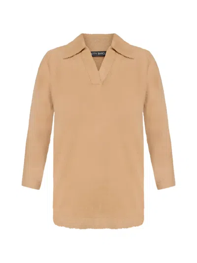 Betty Barclay Bouclé-knit Collarless Sweater In Brown