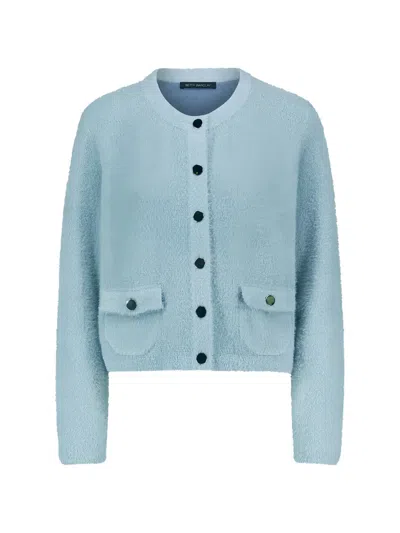 Betty Barclay Bouclé-knit Cropped Cardigan In Blue