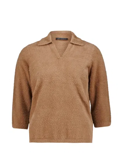 Betty Barclay Bouclé-knit V-neck Sweater In Brown