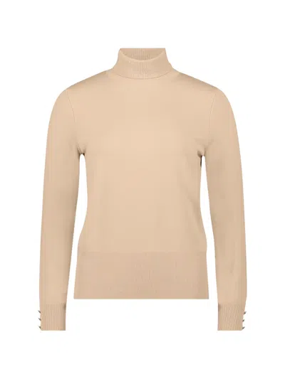 Betty Barclay Button-embellished Roll-neck Sweater In Brown