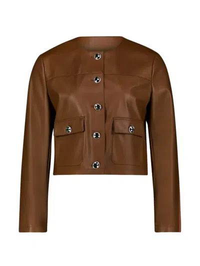 Betty Barclay Button-up Collarless Jacket In Brown