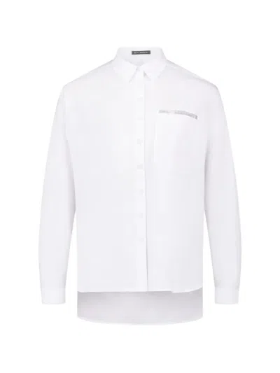 Betty Barclay Embellished-pocket High-low Shirt In White