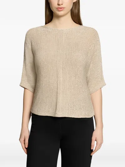 Betty Barclay Fine-knit Boat-neck Sweater In Neutral