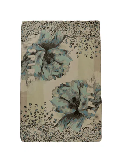 Betty Barclay Floral-print Leopard-pattern Scarf In Green