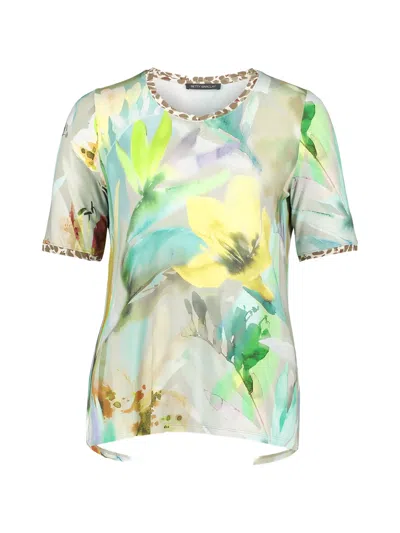 Betty Barclay Floral-print Leopard-trim T-shirt In Multi