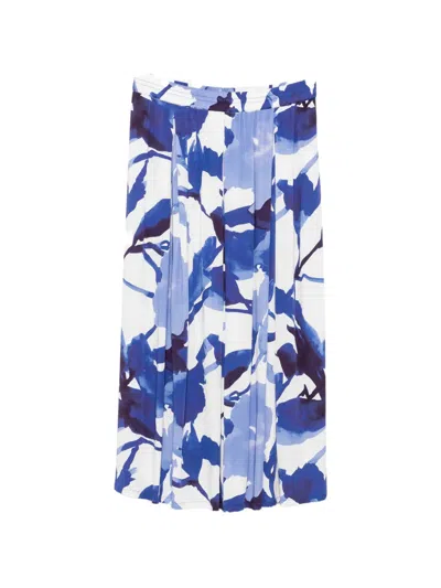 Betty Barclay Floral-print Pleated Midi Skirt In Blue
