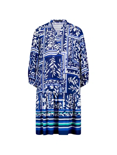 Betty Barclay Floral-print Ruffled Dress In Blue